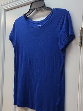 EXPRESS Cobalt Blue Crew Neck Tee Size Small. Slub Type